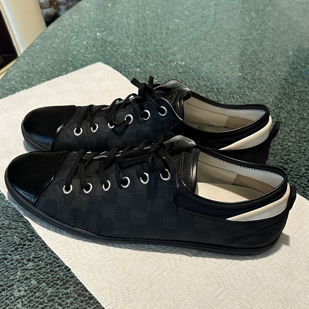 Louis Vuitton Black and White Checker Low-Top Sneakers